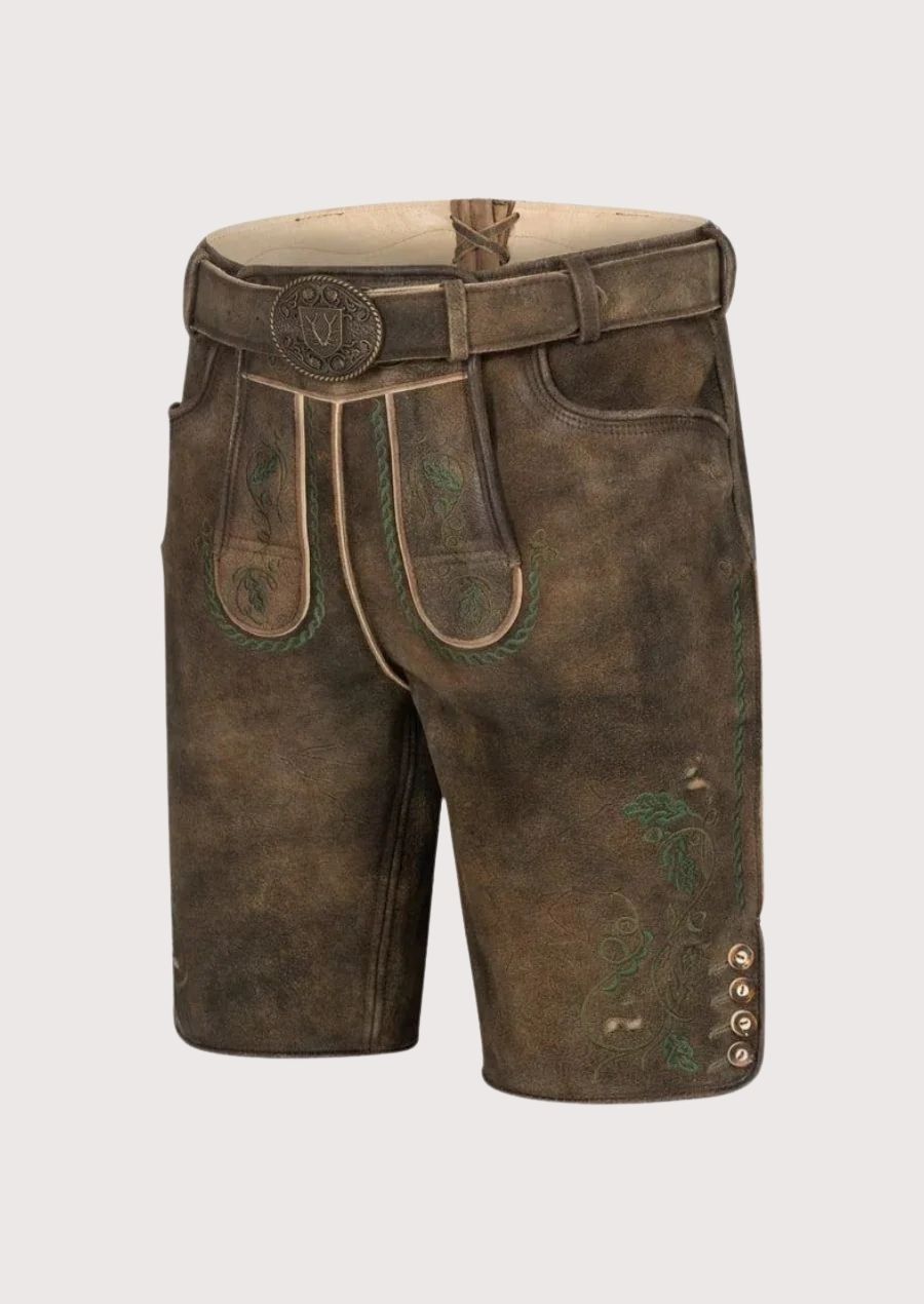 Classic brown lederhosen Oktoberfest leather shorts