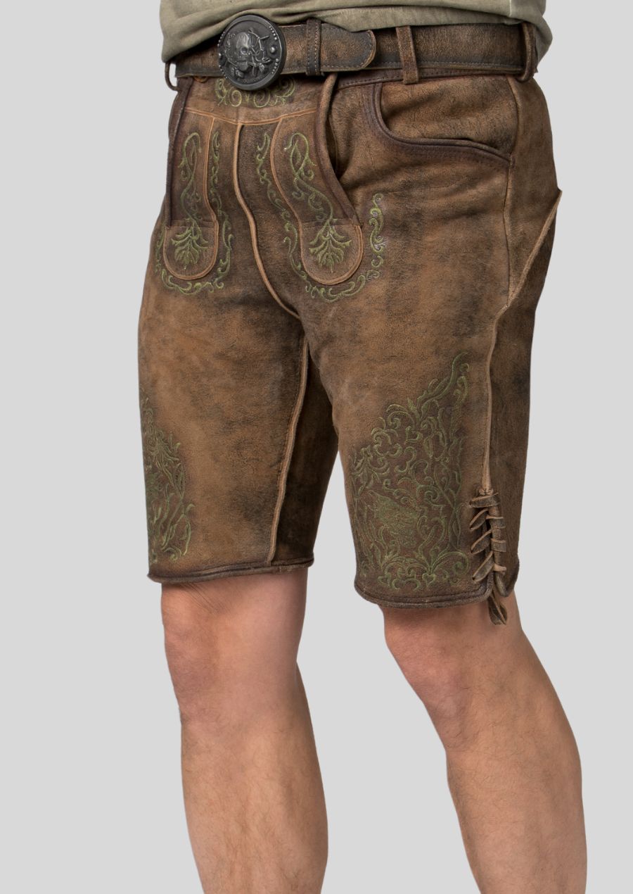 Classic Fit Genuine Leather Timeless Lederhosen Side Pose