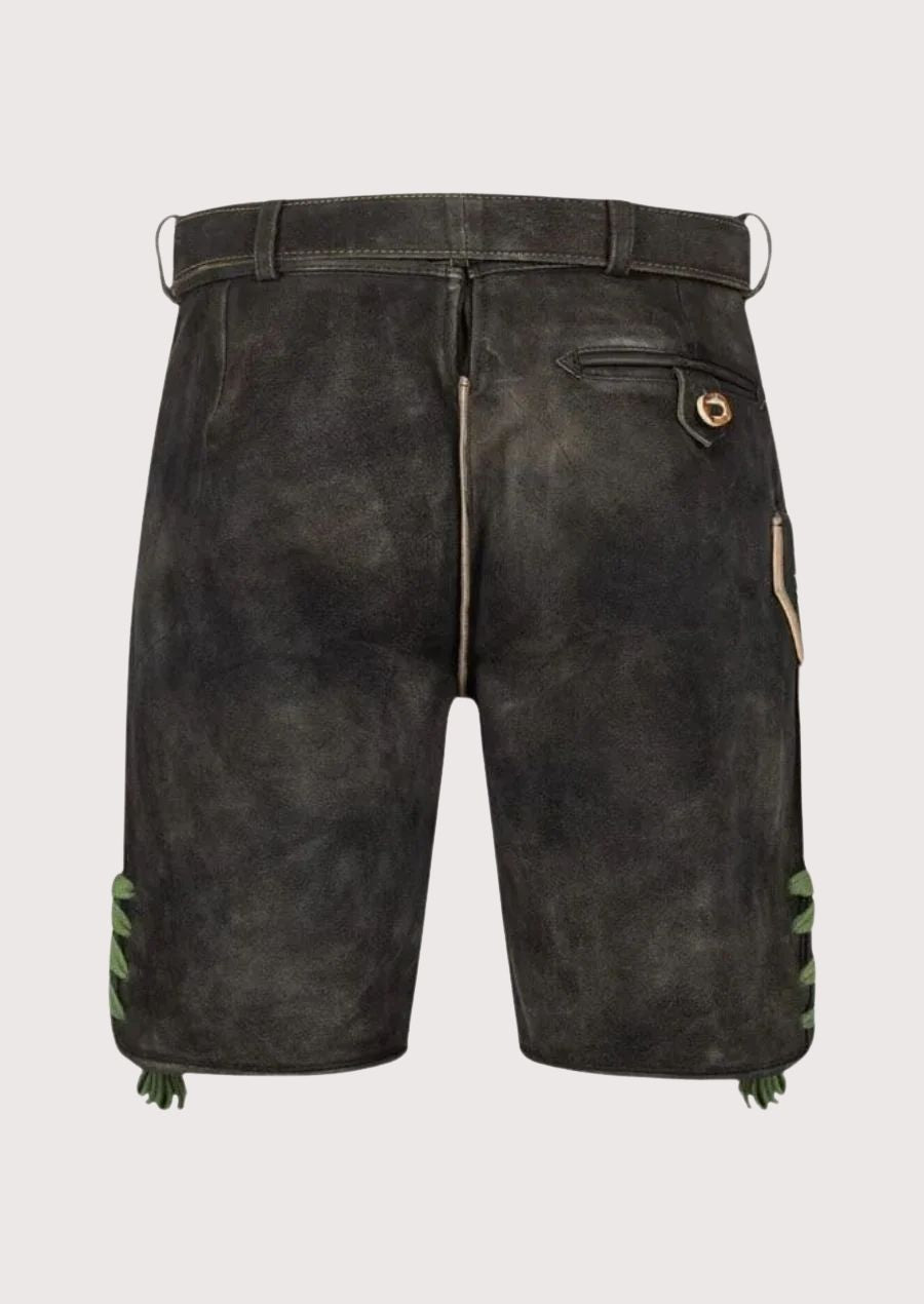 Stylish men's leather Lederhosen with vintage design, ideal for Oktoberfest and cultural celebrations.