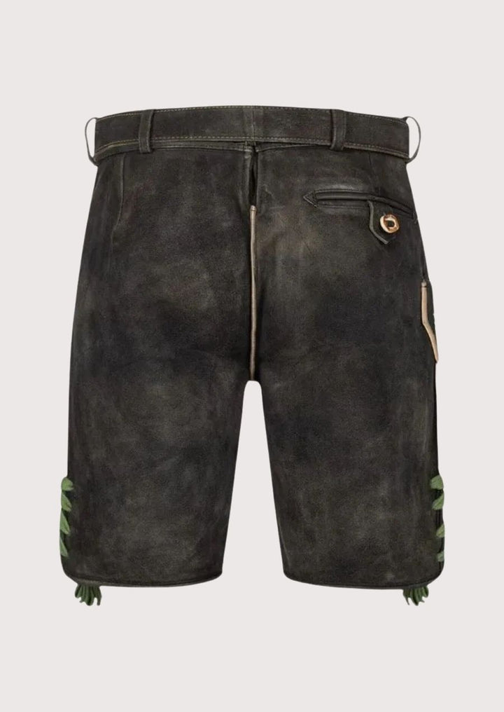 Stylish men's leather Lederhosen with vintage design, ideal for Oktoberfest and cultural celebrations.