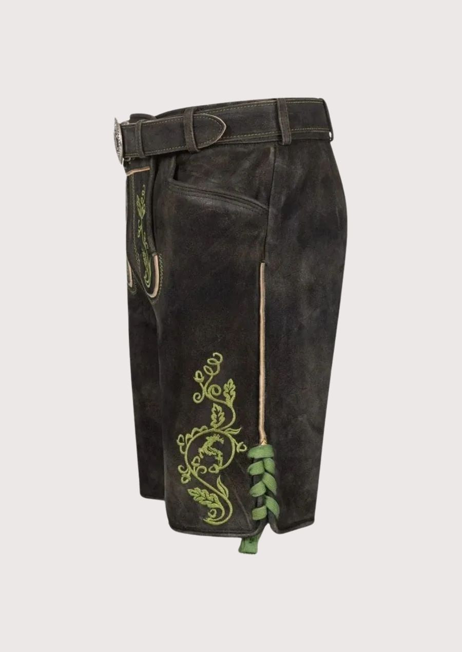 Men's Classic Lederhosen with detailed embroidery and durable leather, perfect for traditional festivals.