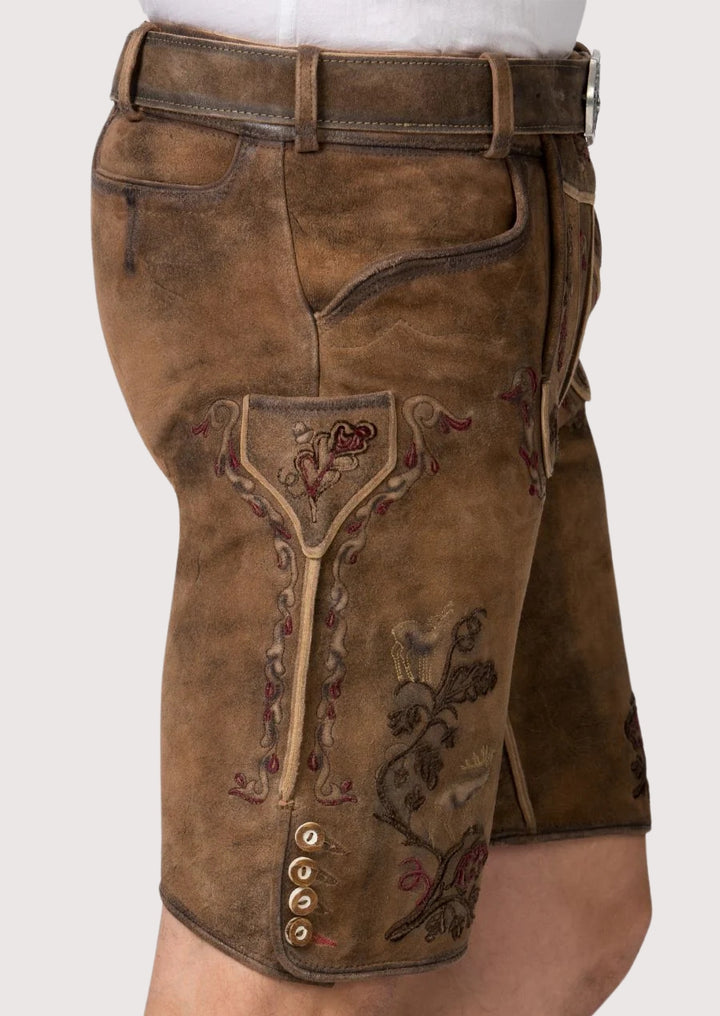 Classic Oktoberfest lederhosen shorts in embroidered leather