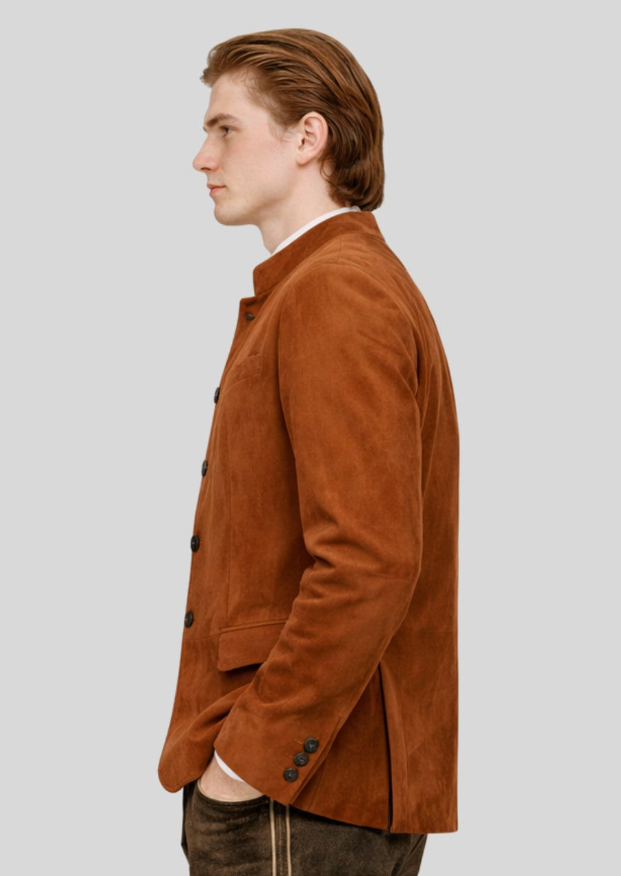 Luxury suede Trachten jacket for men showcasing an authentic Bavarian look