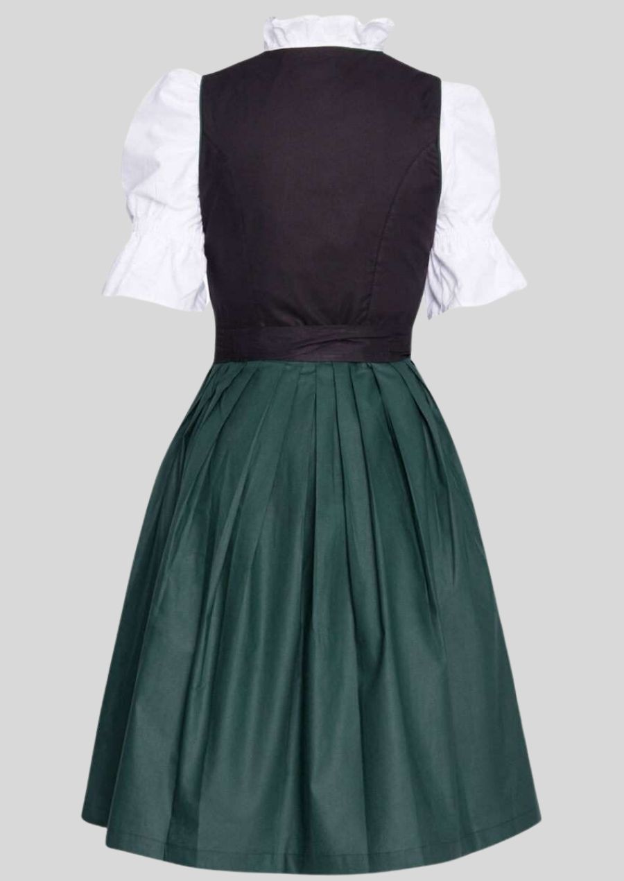 Elegant Midnight Black & Dark Green Dirndl – Chic Sophistication with Traditional Flair