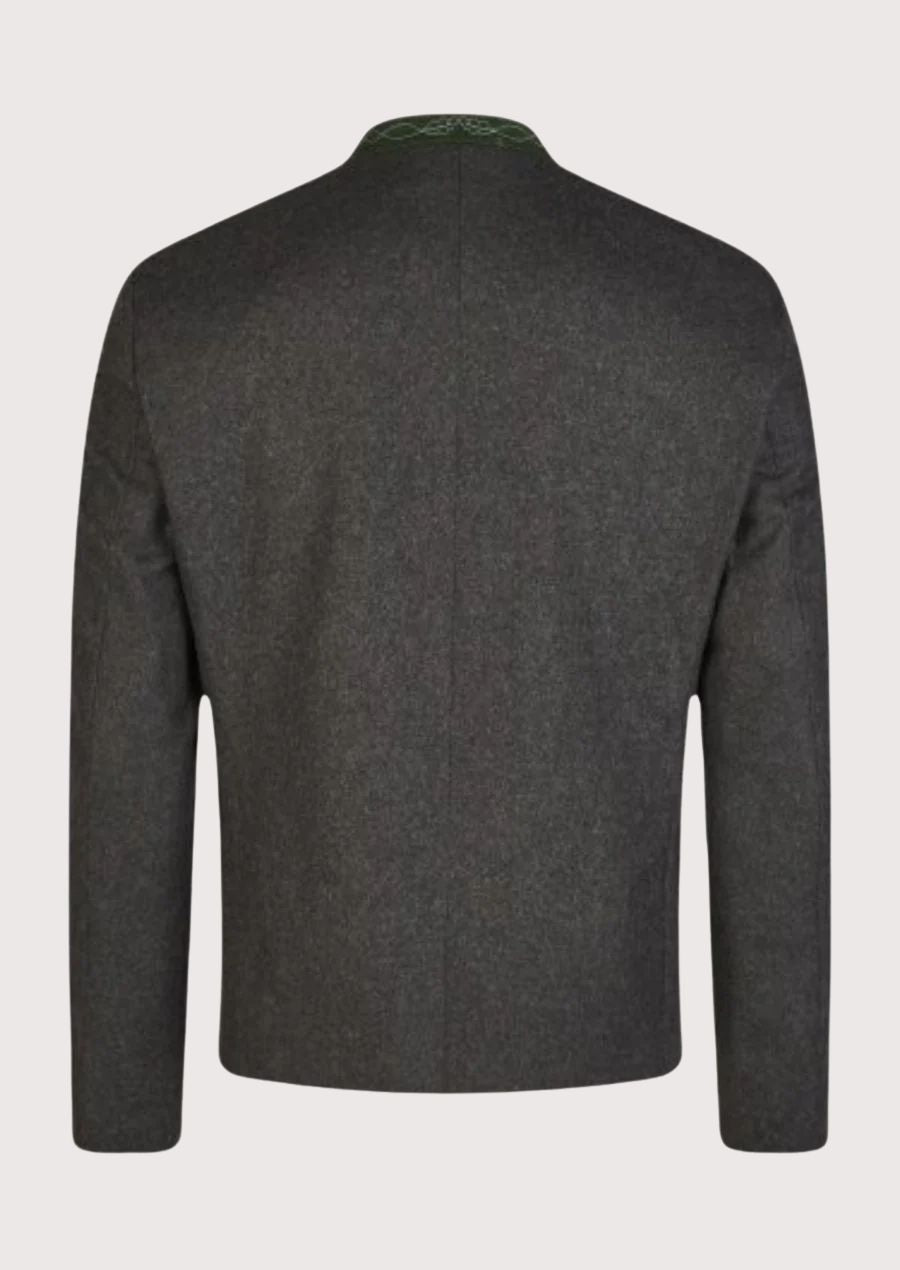 Charcoal grey wool Trachten blazer with alpine-inspired details

