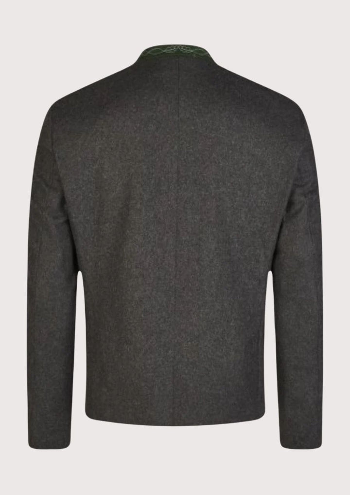 Charcoal grey wool Trachten blazer with alpine-inspired details

