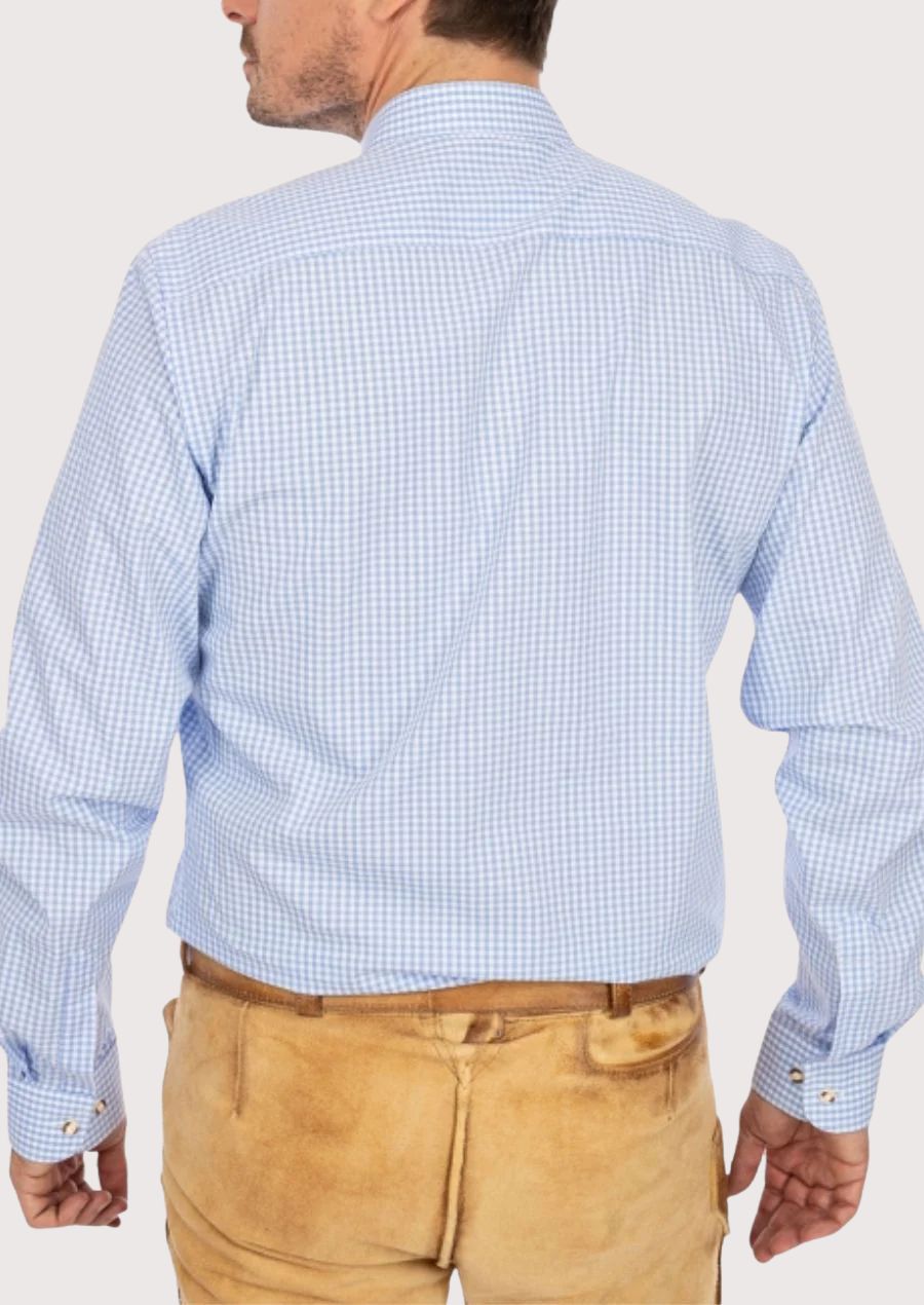 Stylish Trachten Shirt for Men – Classic Gingham Check in Blue