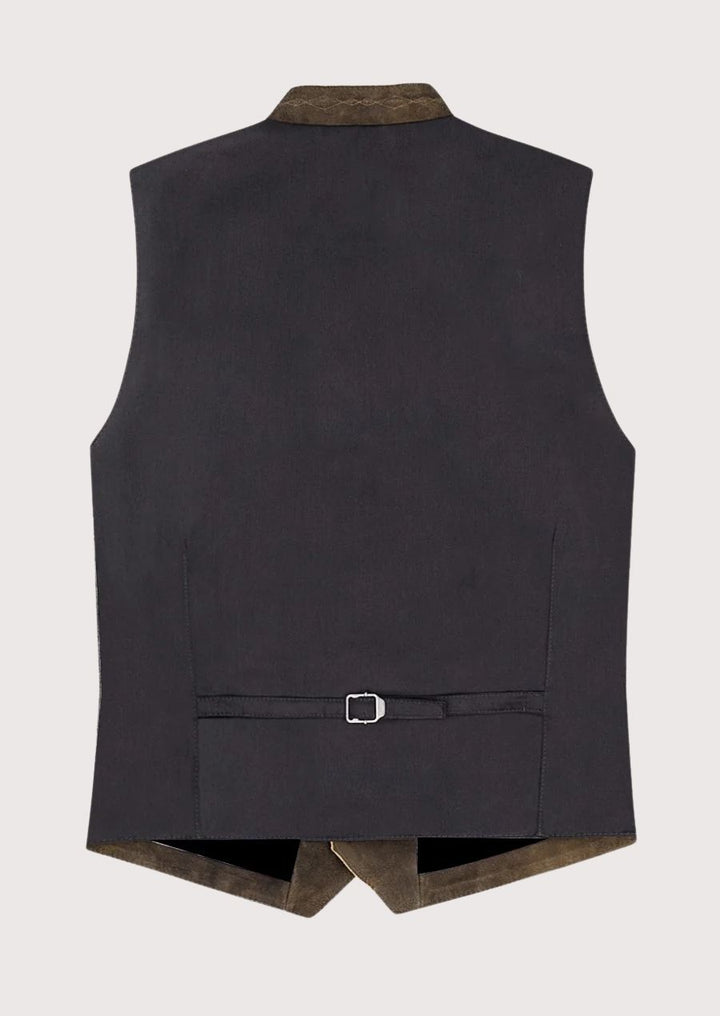 Authentic men’s Oktoberfest suede vest with classic Bavarian embroidery and tailored fit