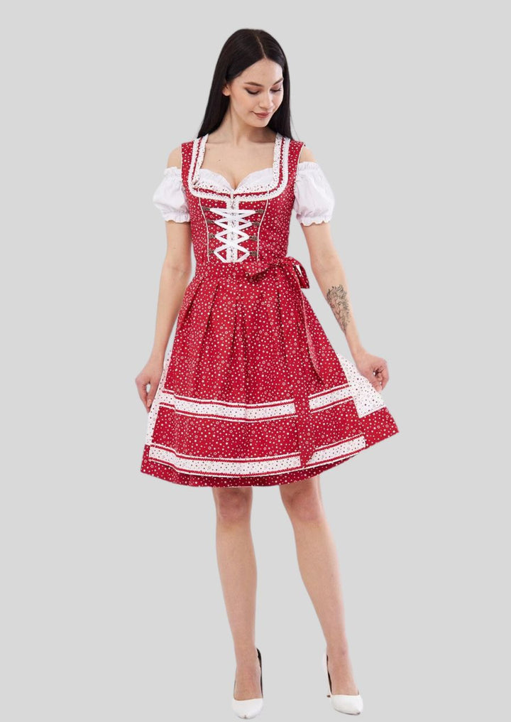  Unleash your inner fashionista and be the star of the show in the Festival Chic Dirndl. This sophisticated dress transcends expectations, offering a breathtaking blend of captivating details and a universally flattering silhouette.