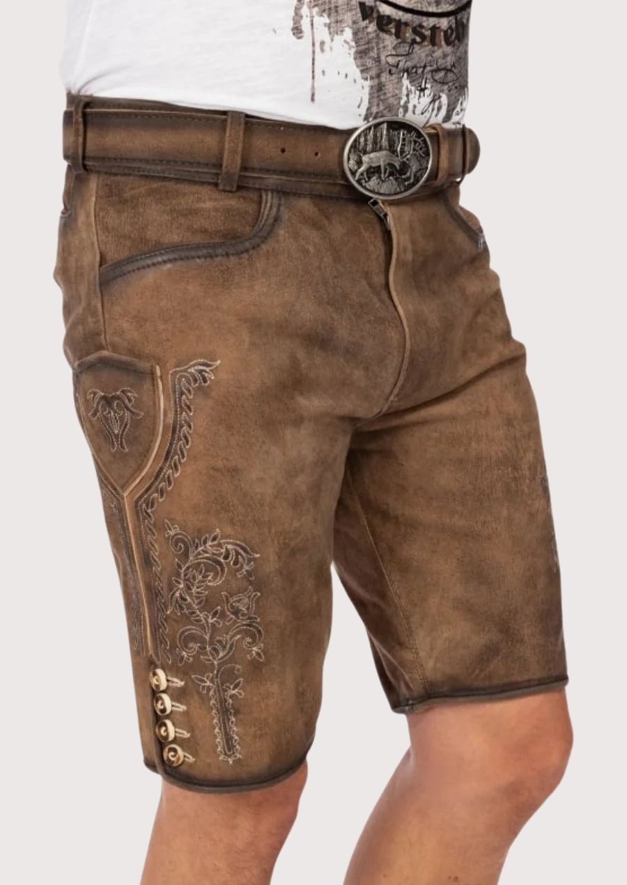Men's German Lederhosen – Durable leather design with adjustable fit, perfect for Oktoberfest, weddings, and cultural events.