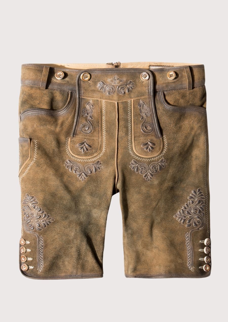Authentic German-style lederhosen shorts for men with traditional embroidery

