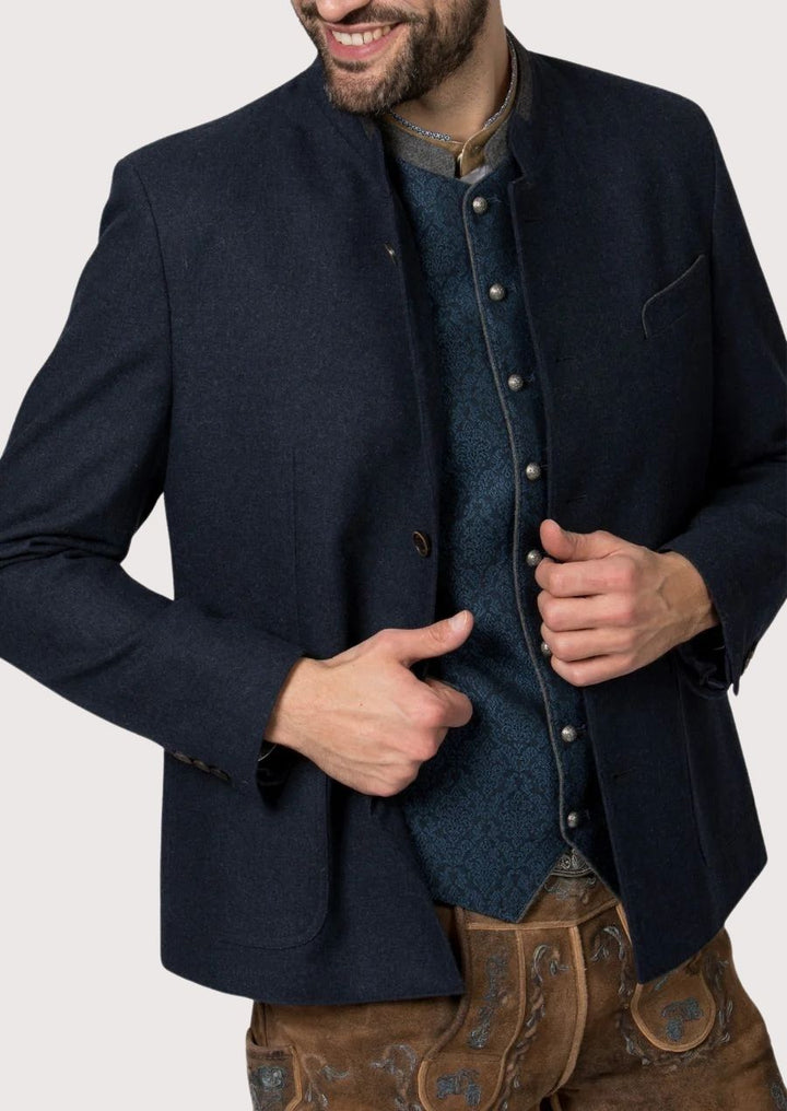 Elegant Bavarian-style wool jacket for men with authentic rustic detailing