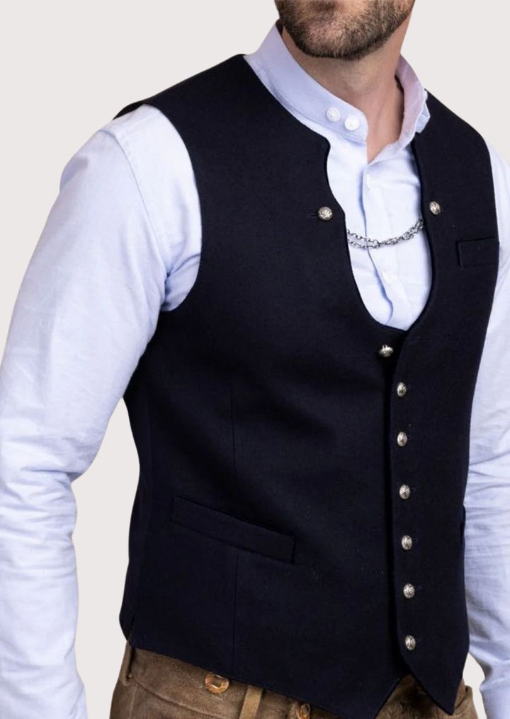Elegant black Trachten vest for men – authentic German cultural attire