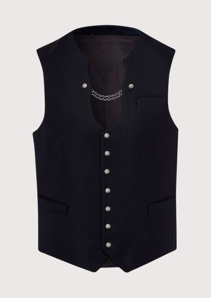 German Trachten Vest for Men in black with silver chain – classic Bavarian heritage design