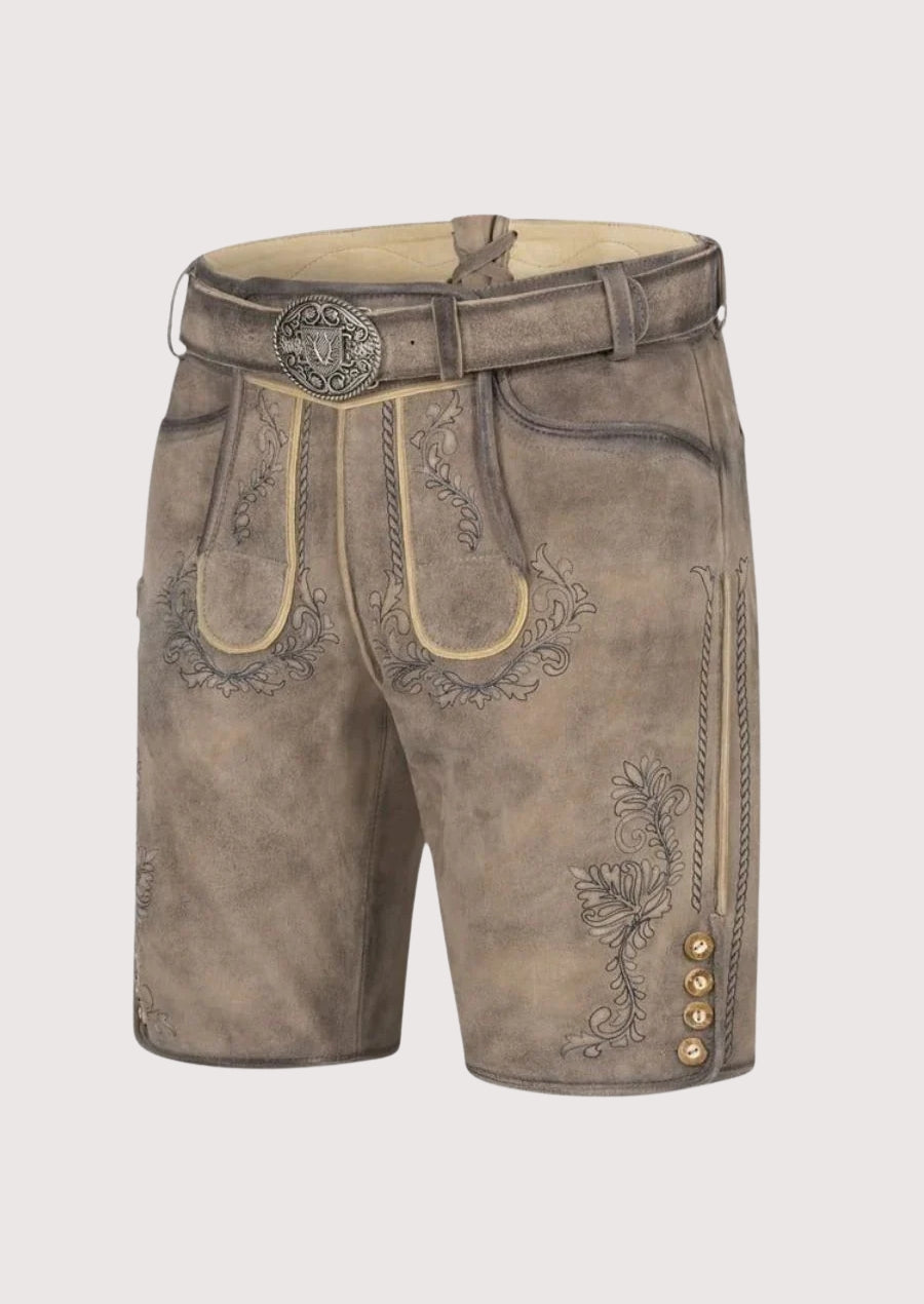 Stone grey lederhosen classic Bavarian shorts style