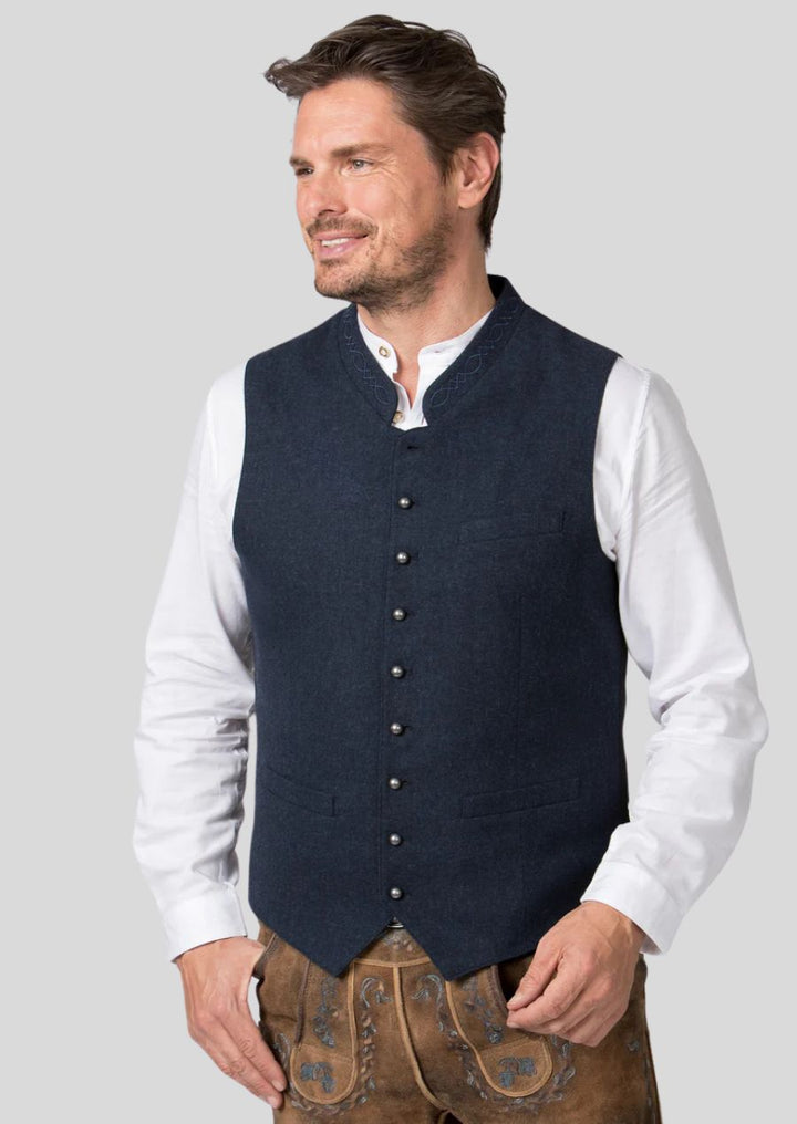 Heritage Blue Trachten Vest – Authentic Alpine Craftsmanship