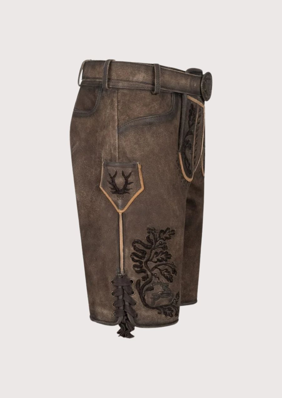 Classic fit Lederhosen for men, crafted from premium leather for a stylish Oktoberfest look.