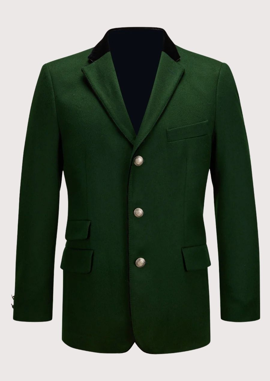 Luxury Men’s Trachten Jacket in Green with Velvety Collar - Perfect for Winter Events