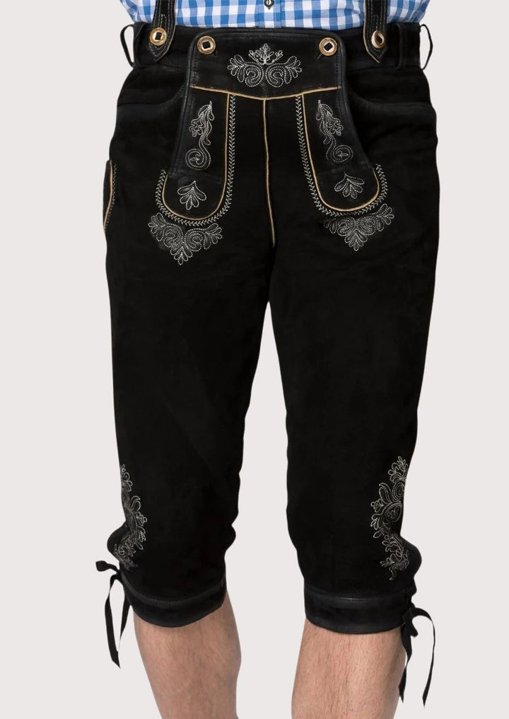 Adjustable Men’s Bundhosen pants with leather straps for a custom fit in cold weather