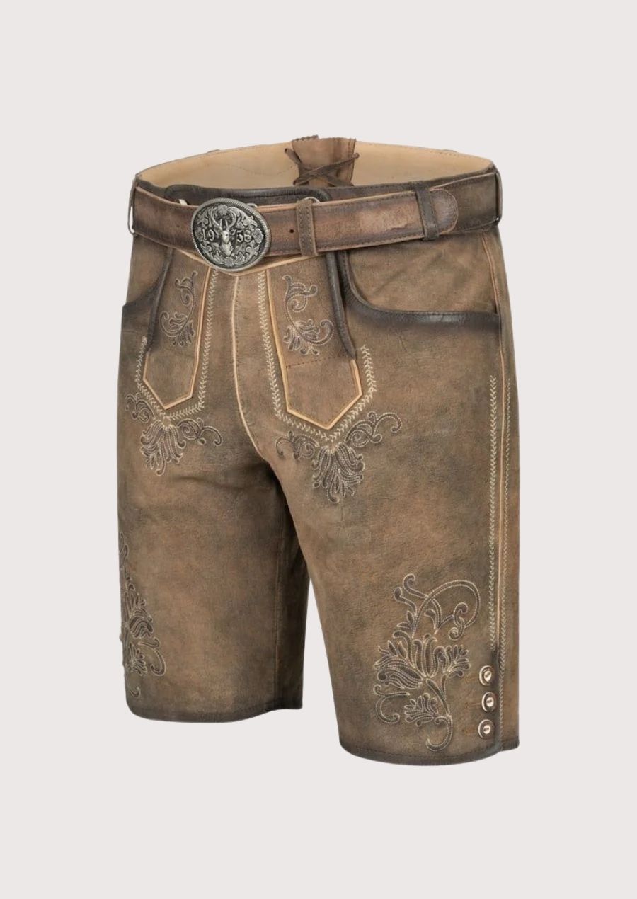 Authentic men's Lederhosen with traditional Bavarian design and premium leather construction for festive events.