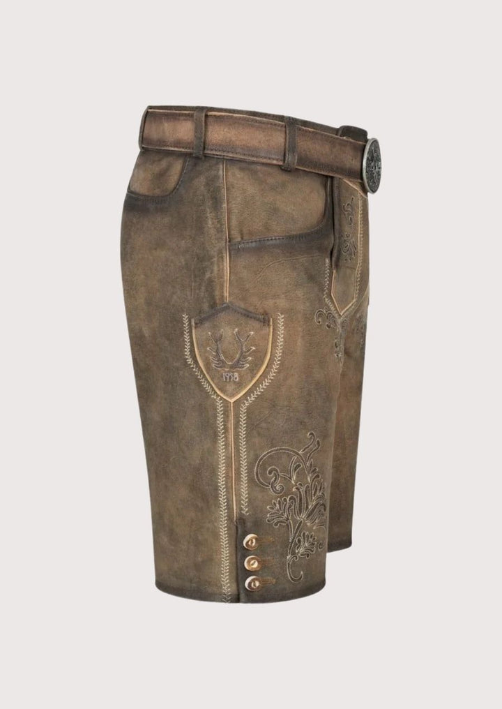 Traditional Bavarian men's Lederhosen with custom fit, ideal for Oktoberfest, weddings, and festivals.