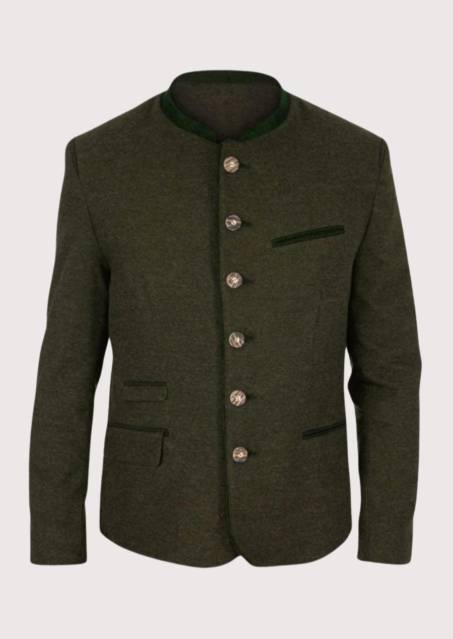 Men’s Trachten Jacket with Green Velvet Collar - Perfect for Oktoberfest and Cultural Celebrations

