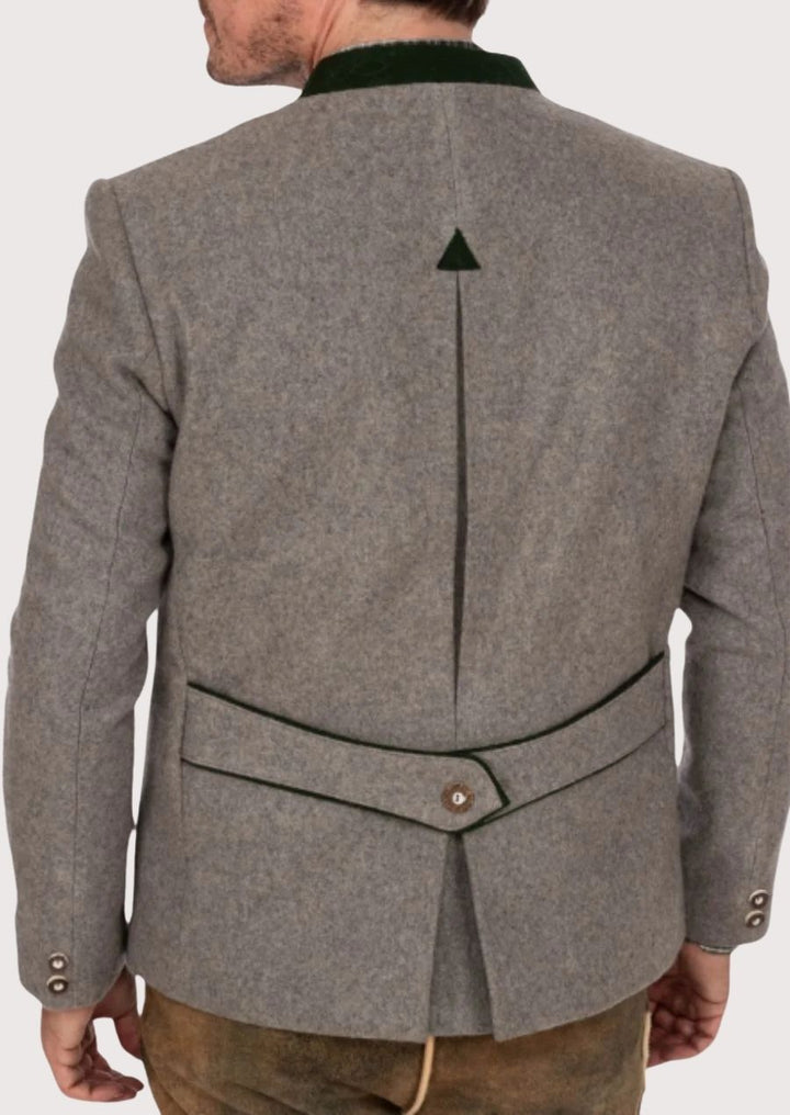 100% wool men's Trachten jacket – timeless German craftsmanship with elegant button detailing for festive events.