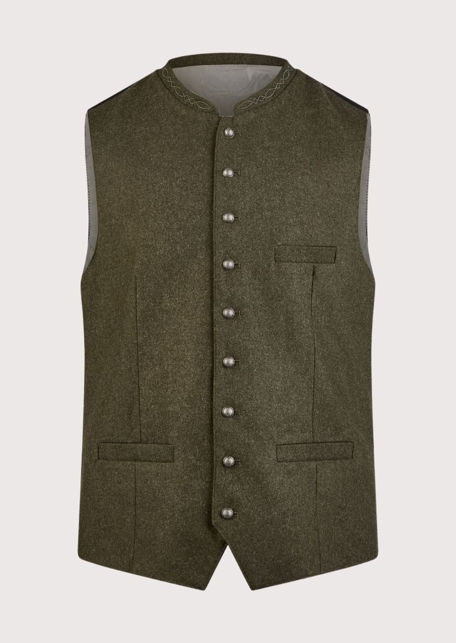 Traditional green Trachten vest for men with Bavarian buttons