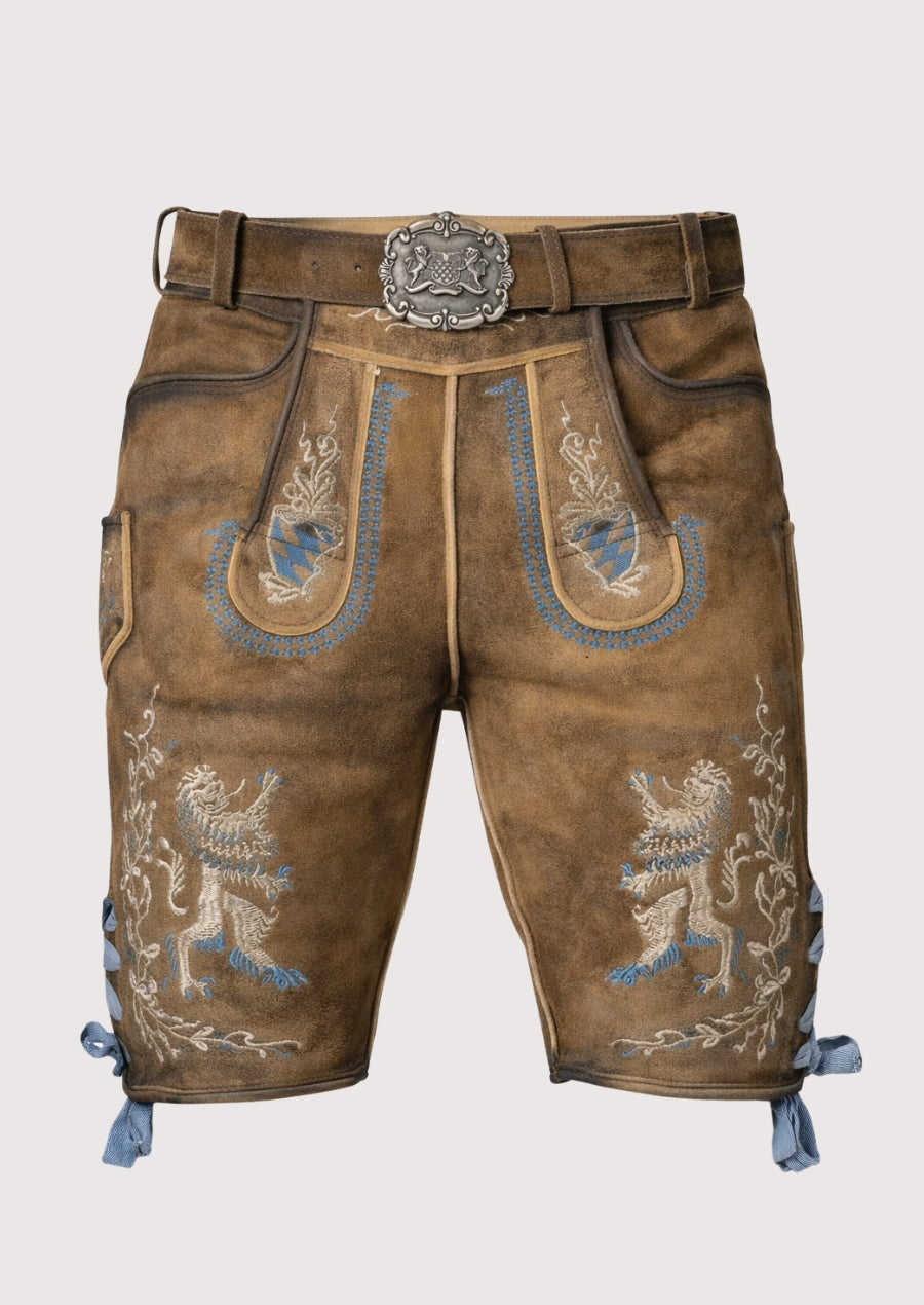 Men’s Brown Lederhosen with Traditional Embroidery
