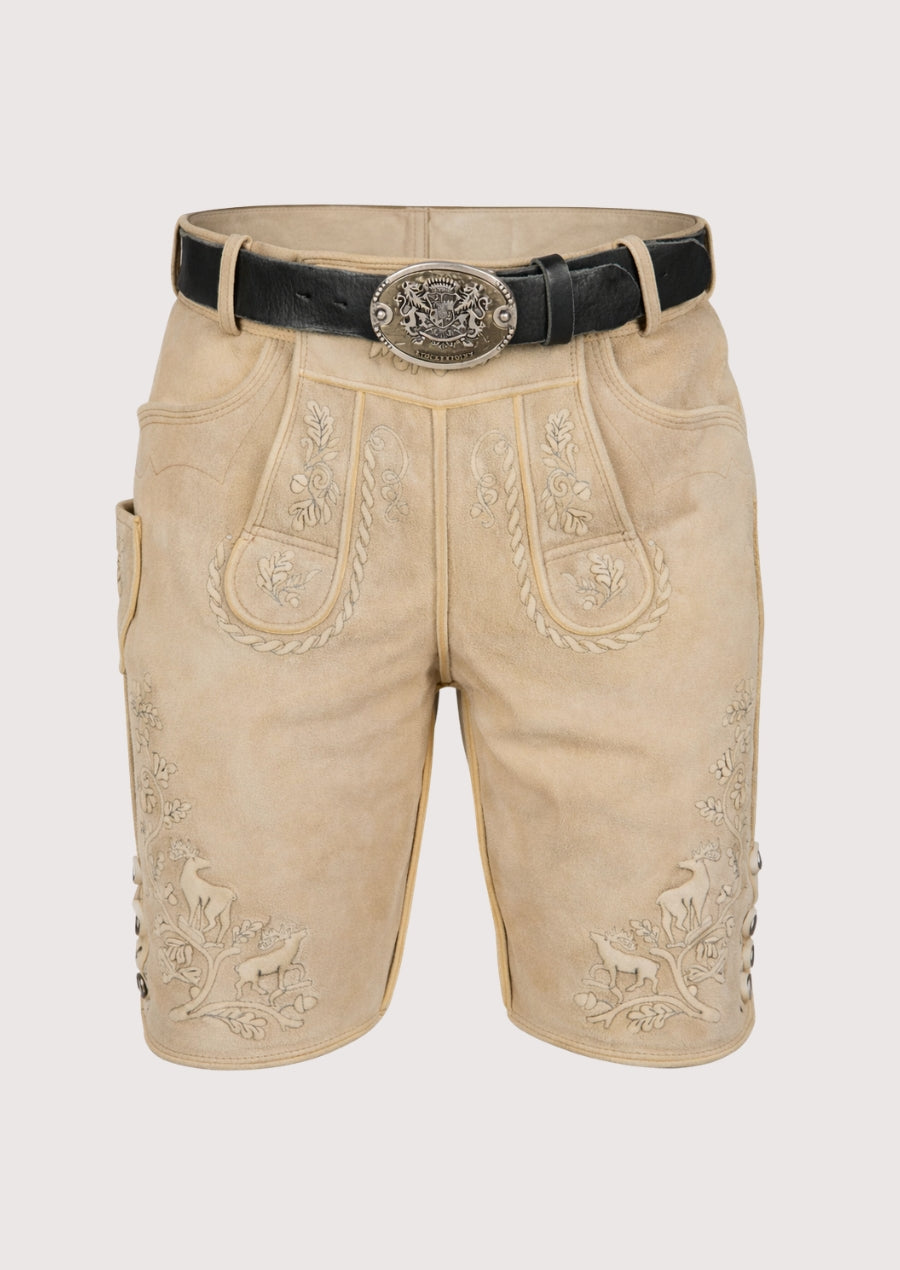 Luxury cream lederhosen German heritage leather shorts