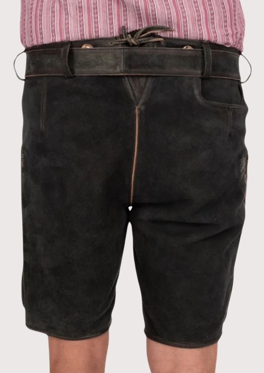 Classic Bavarian men's costume – embroidered leather shorts