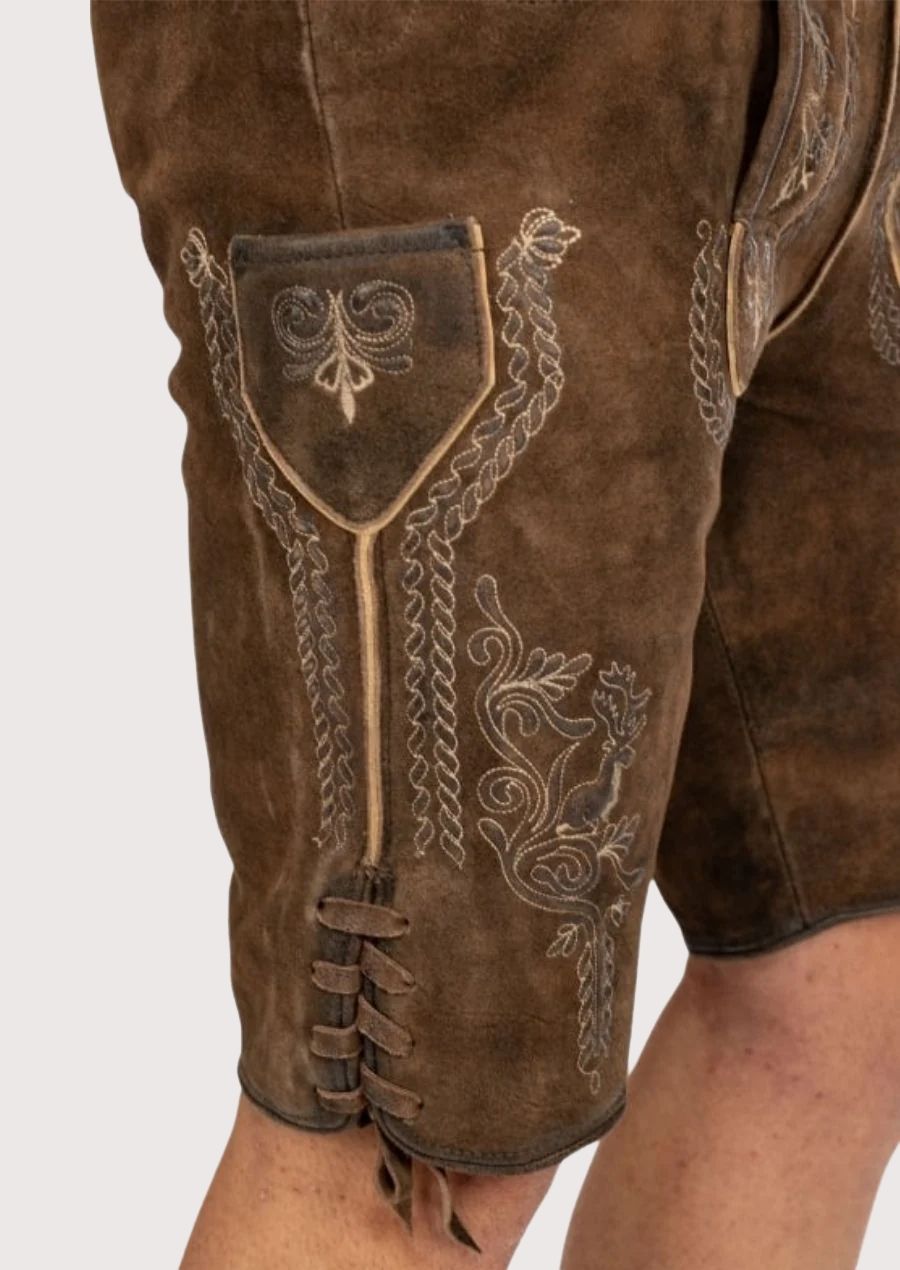 Authentic German lederhosen for men with adjustable fit and side laces