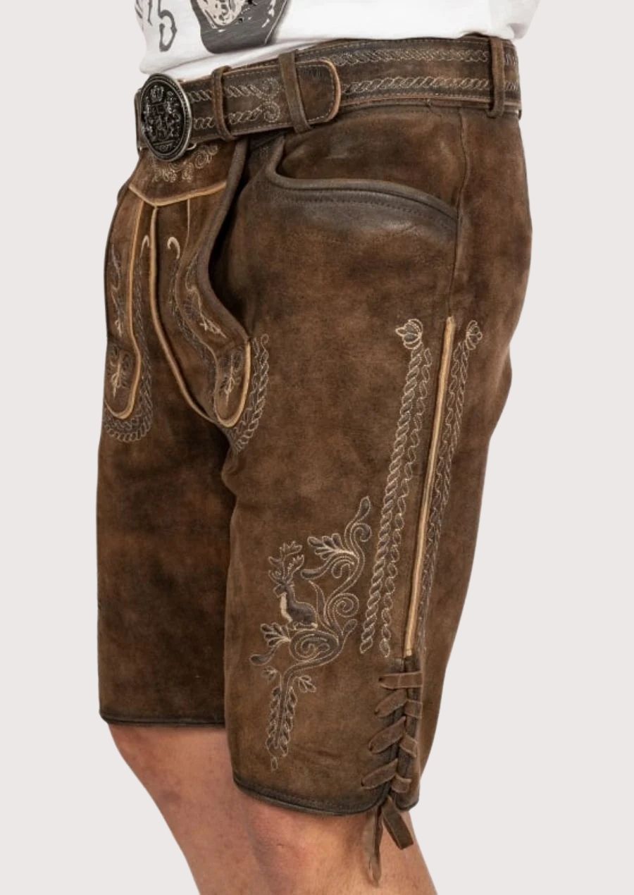 Men’s Oktoberfest lederhosen featuring detailed embroidery and high-quality leather
