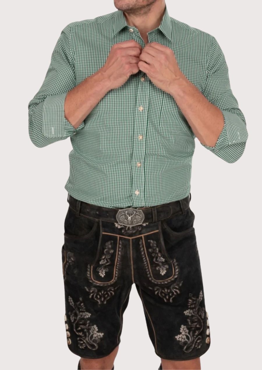 Stylish Green Trachten Shirt – Classic Fit for Cultural Events