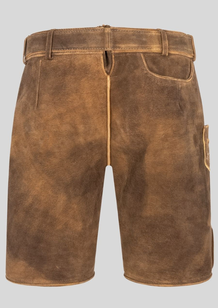 Modern Brown Lederhosen with Belt – Stylish & Traditional Men's Leather Trousers