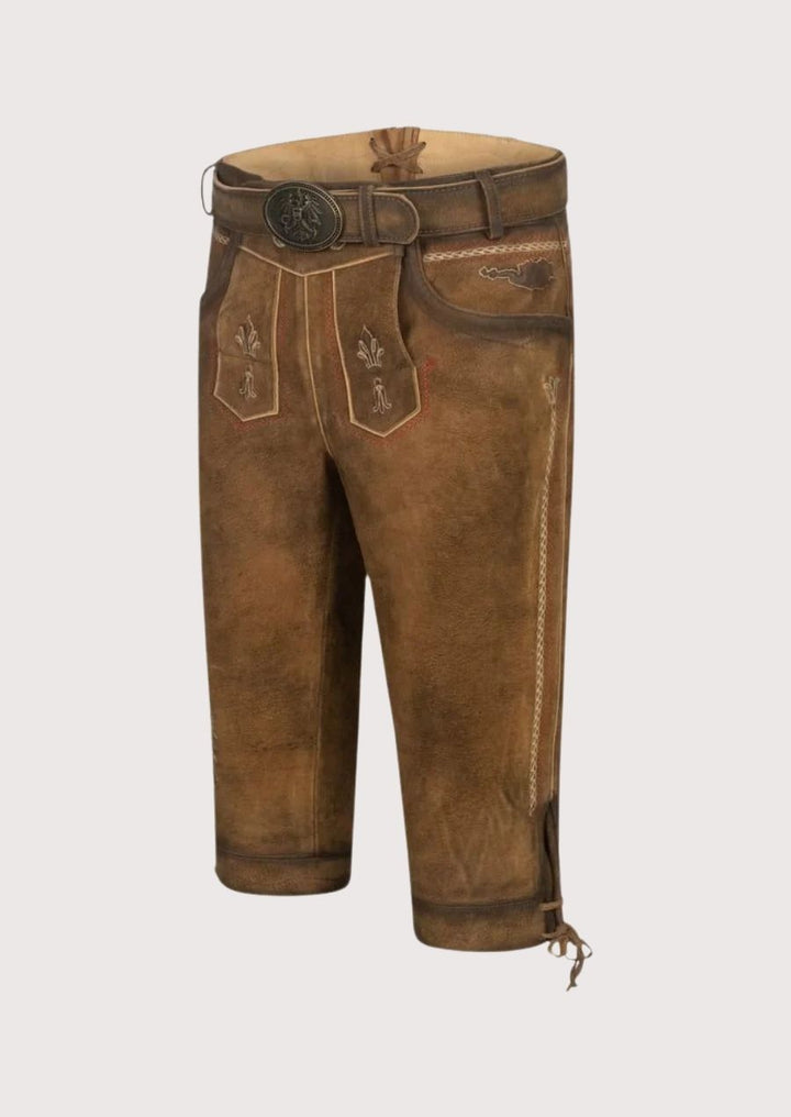 Timeless design modern Bundhosen for men, crafted from high-quality leather, ideal for winter events and outdoor activities.