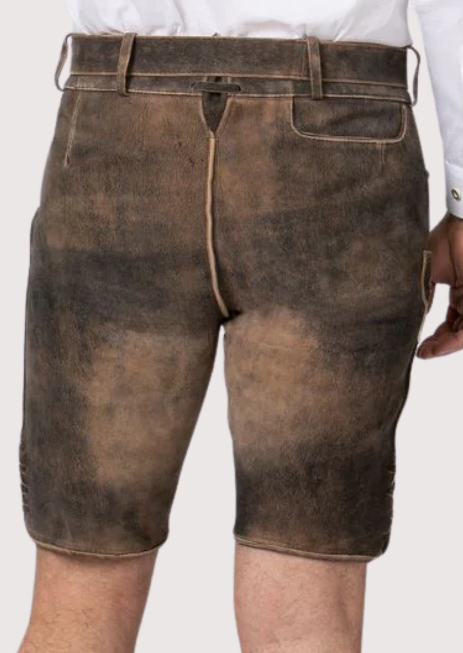 Premium Bavarian lederhosen floral leather fit