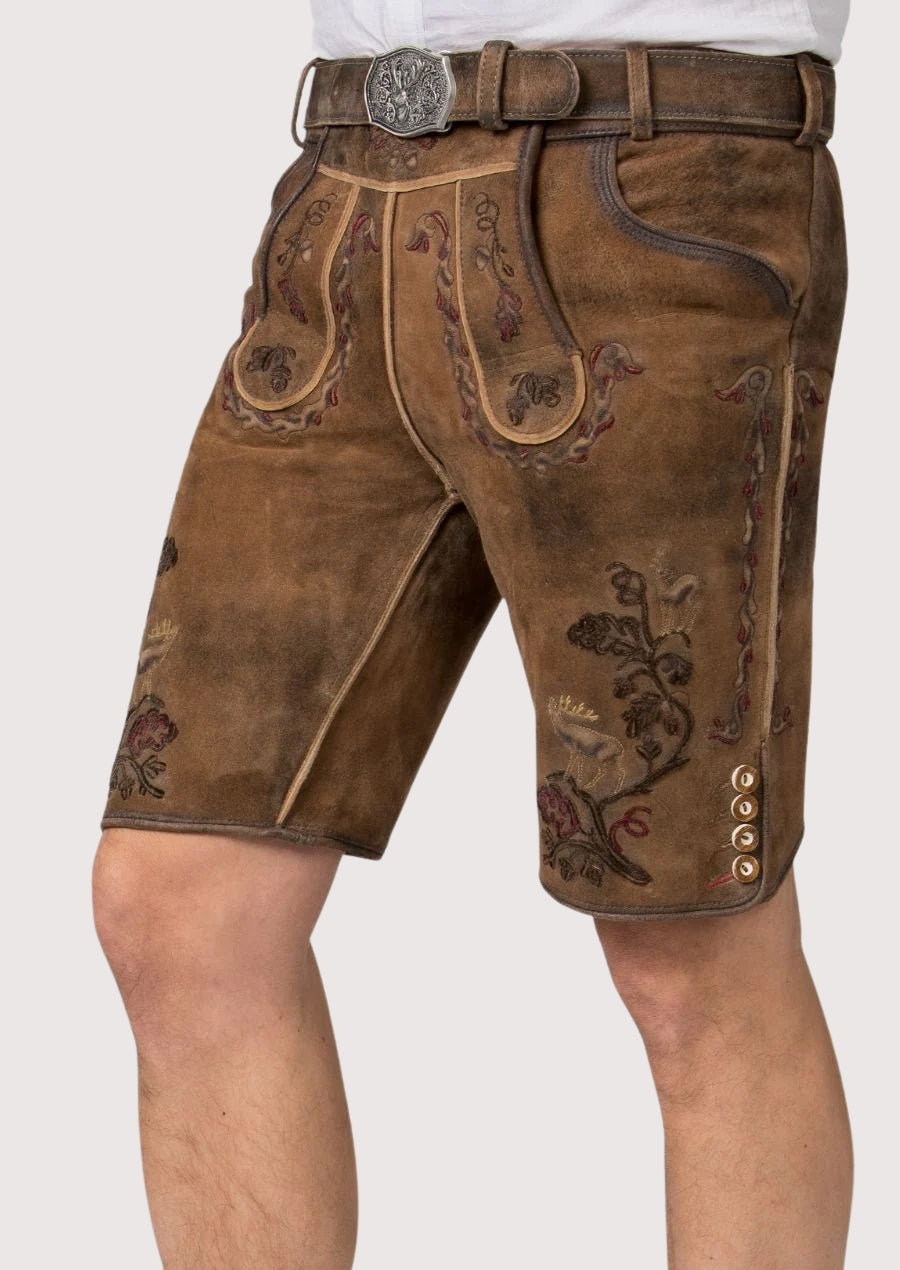 Premium Bavarian lederhosen with detailed stitched patterns