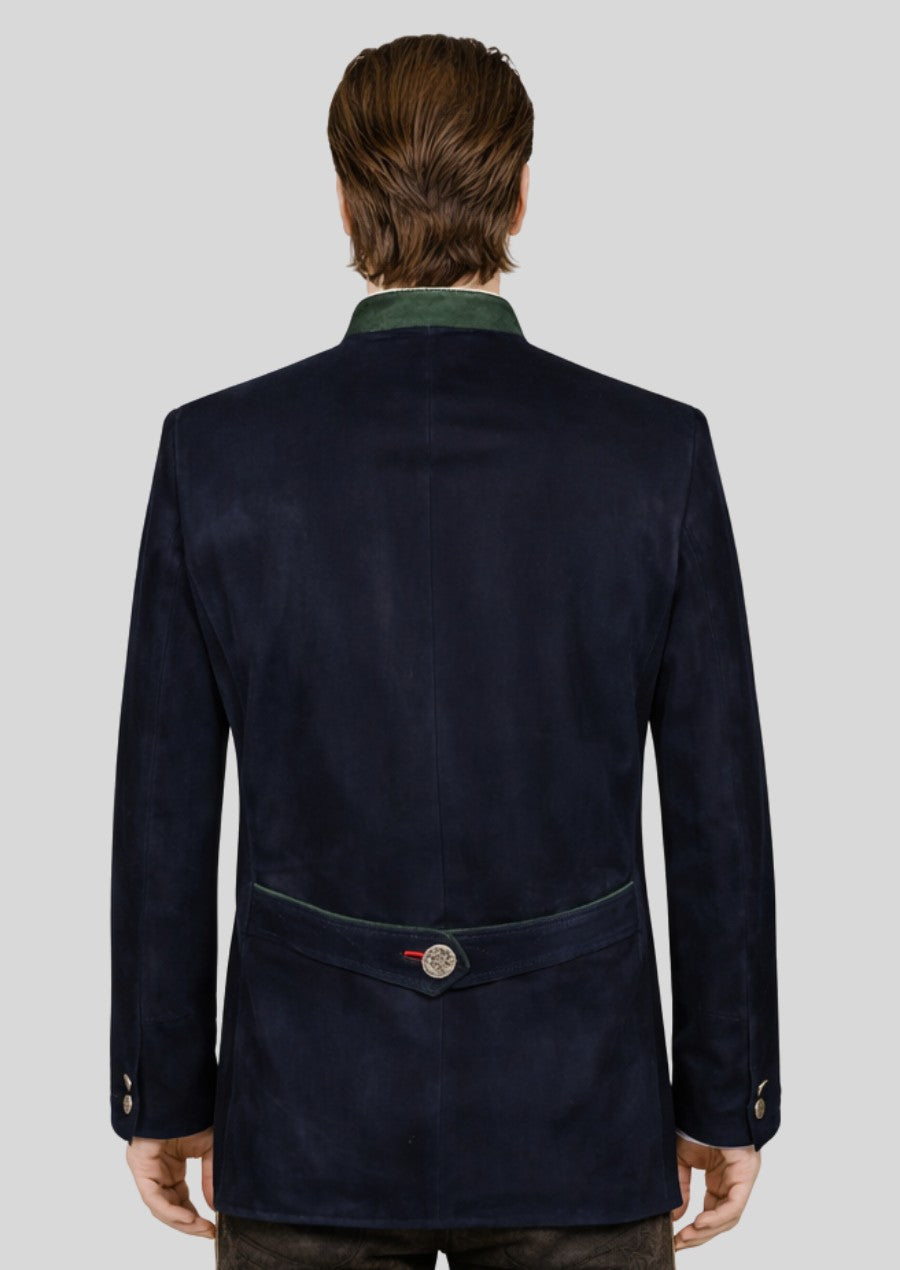 Luxury men’s alpine jacket styled in Bavarian trachten fashion with metal buttons and clean silhouette.