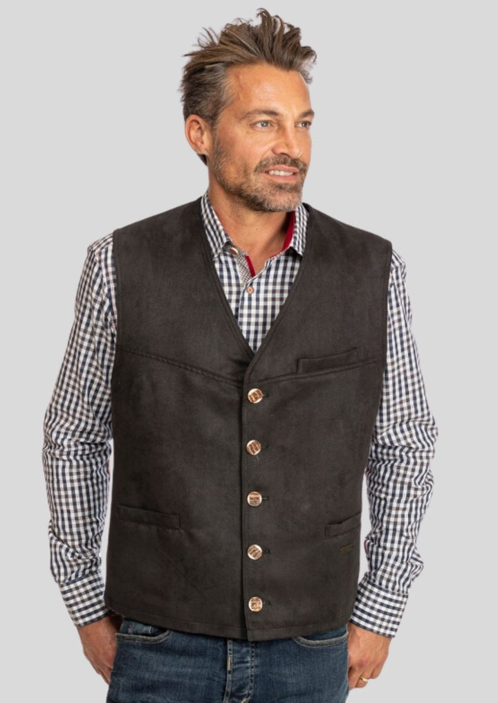 Premium Leather Oktoberfest Vest – Classic Bavarian Style