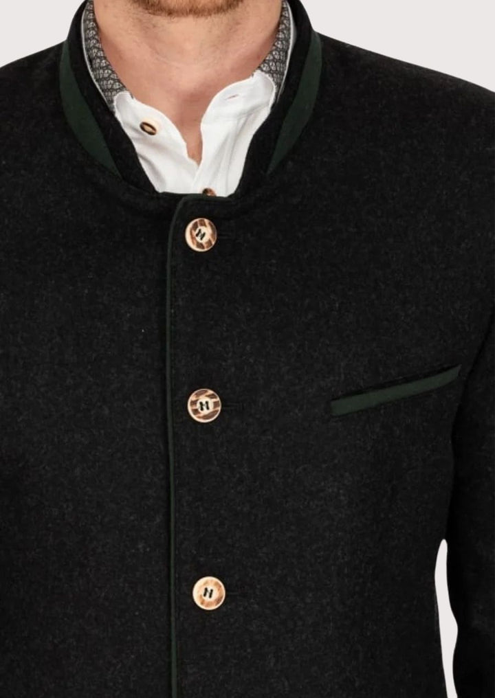 Men’s Trachten Jacket in Classic Dark Grey, Ideal for Winter Events and Oktoberfest