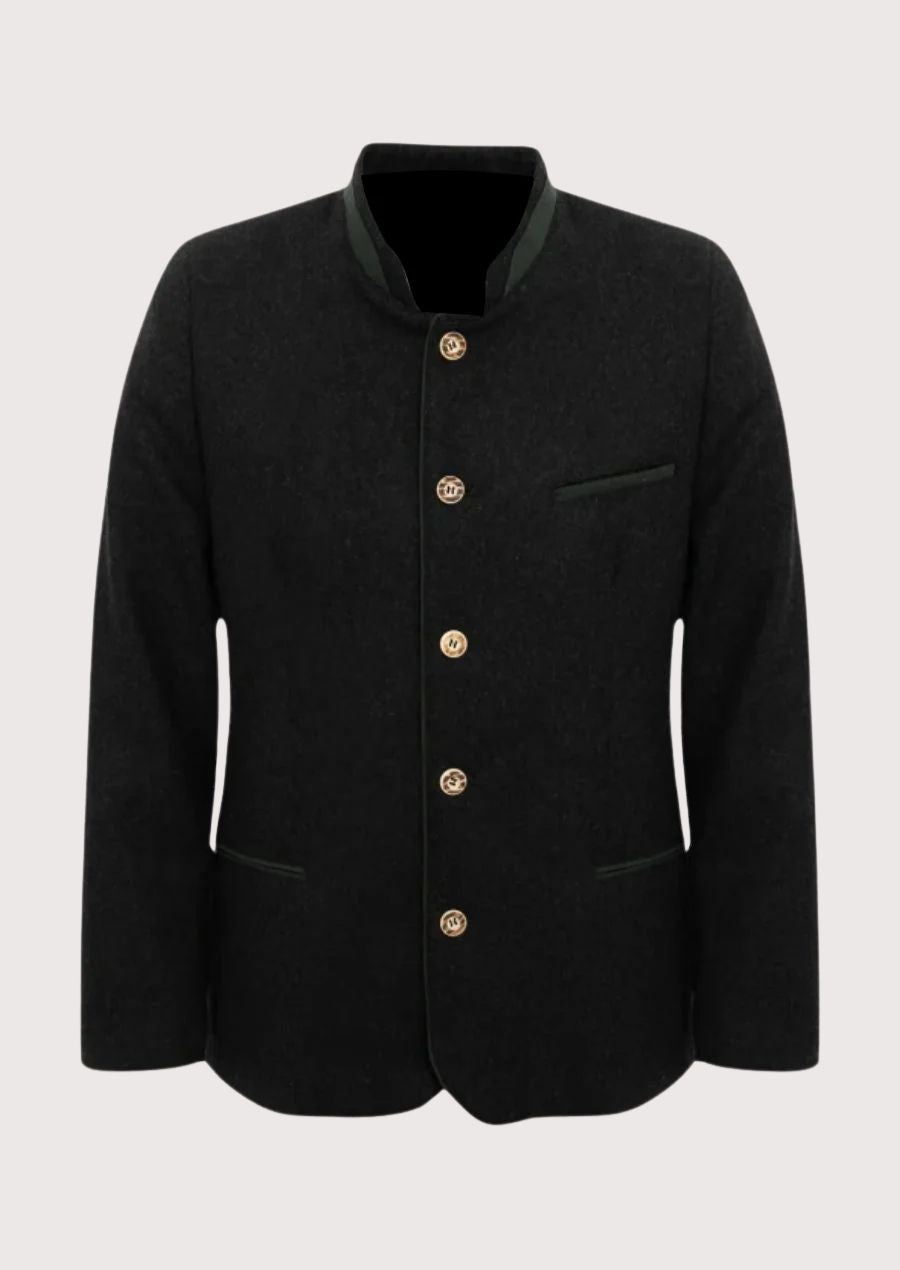 Premium Men’s Trachten Jacket in Dark Grey with Wooden Buttons - Perfect for Oktoberfest
