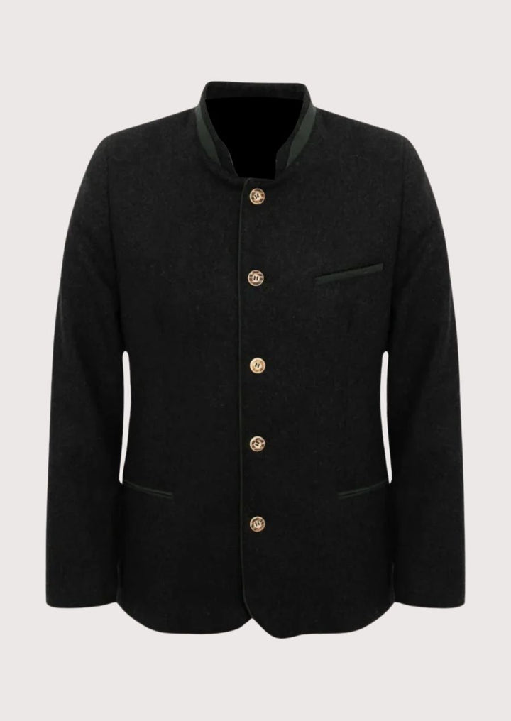Premium Men’s Trachten Jacket in Dark Grey with Wooden Buttons - Perfect for Oktoberfest
