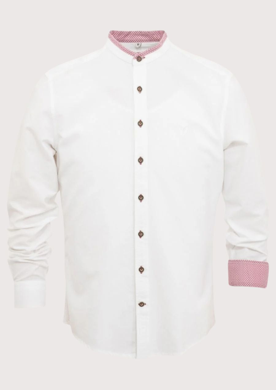 Premium Trachten Shirt for Men – Classic White Design with Wooden Buttons