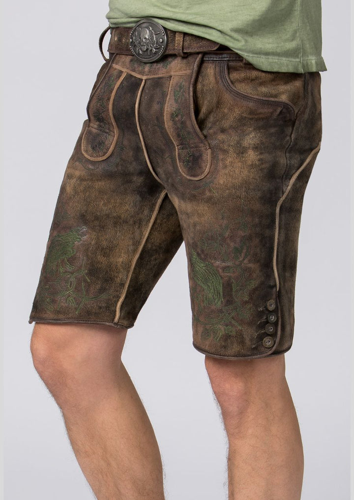 Rustic Aged Look Meets Breathable Comfort Lederhosen Side Pose