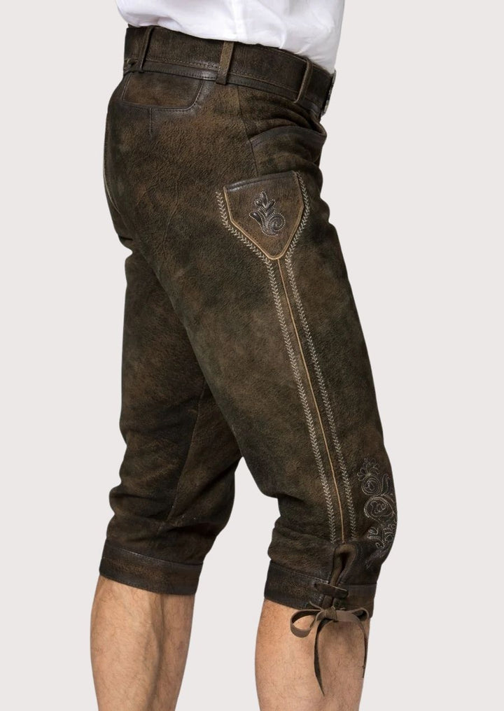 Premium leather Sleek Men’s Bundhosen with adjustable cuffs and belt for a custom fit