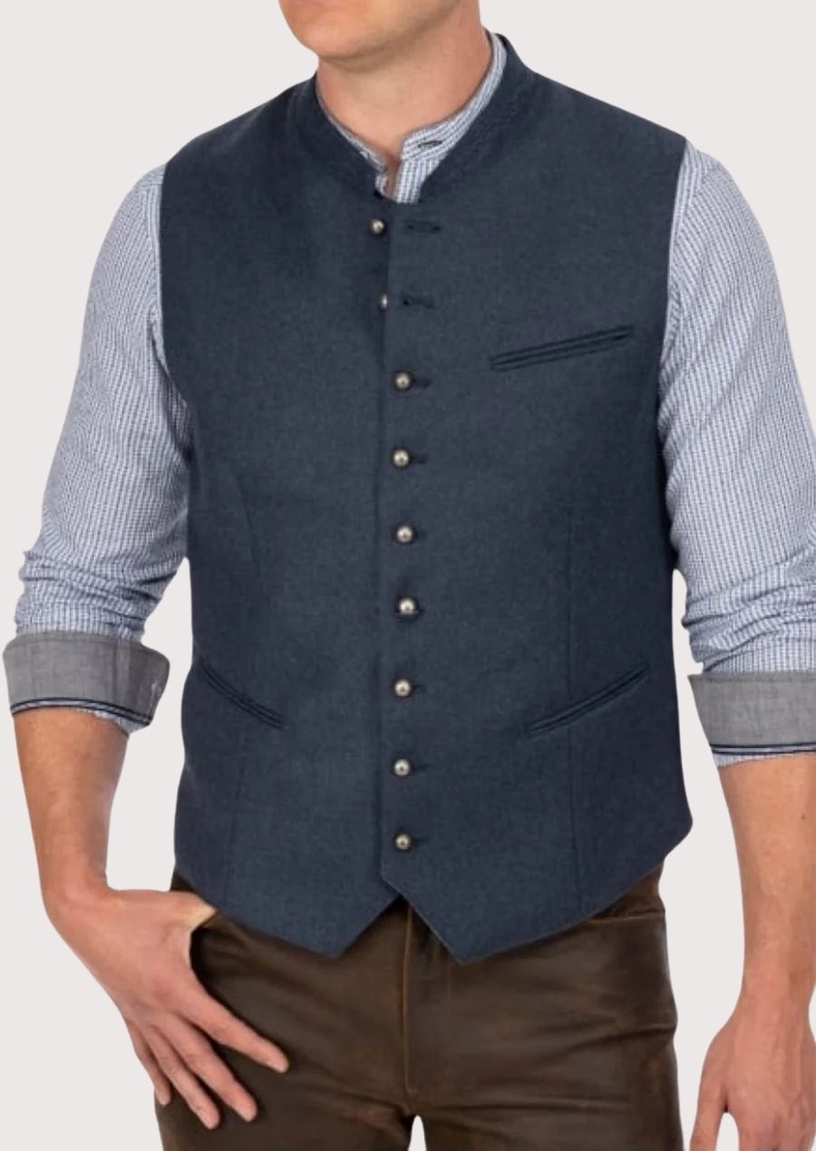 Stylish Bavarian Slim Fit Vest with Metal Buttons for Cultural Events