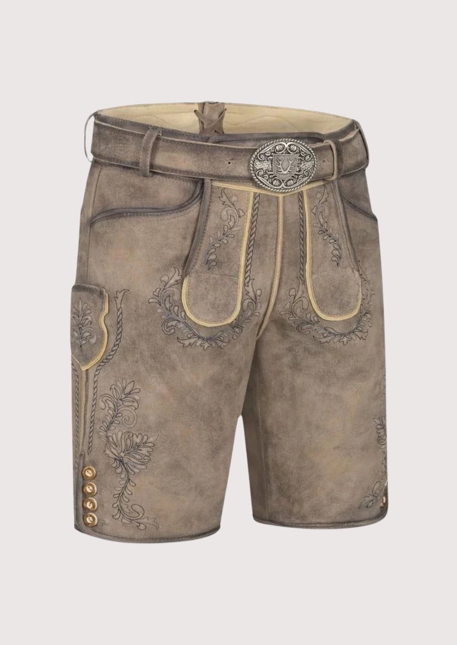 Grey traditional lederhosen authentic alpine wear
