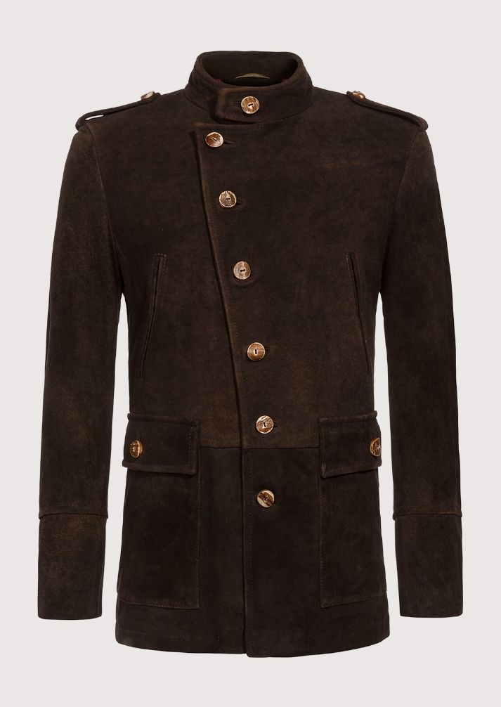 Stylish Men’s Trachten Jacket for Oktoberfest and Bavarian events, featuring gold-tone buttons and tailored fit.