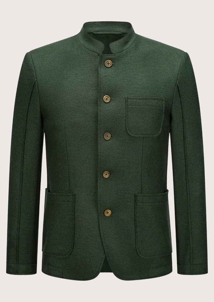 Timeless Men’s Trachten Jacket in Green with Rustic Wooden Buttons - Ideal for Oktoberfest